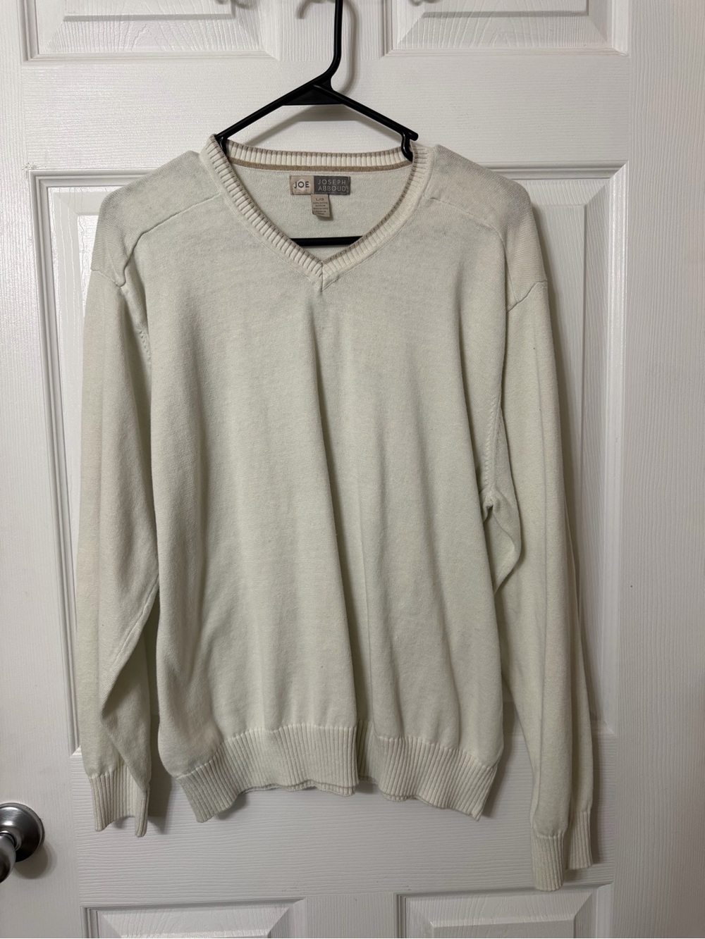 Joseph Abboud Men's V-Neck Sweater in Light Cream